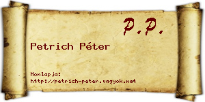 Petrich Péter névjegykártya