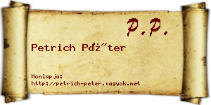 Petrich Péter névjegykártya